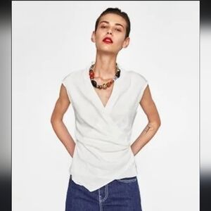 ZARA Cream Wrap Top